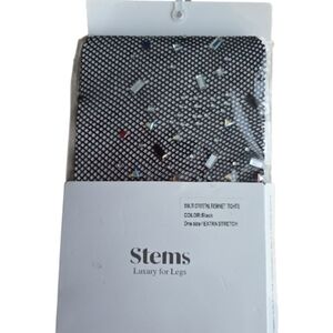 Stems Multi Coloured Crystal Fishnet Tights One Size Black
